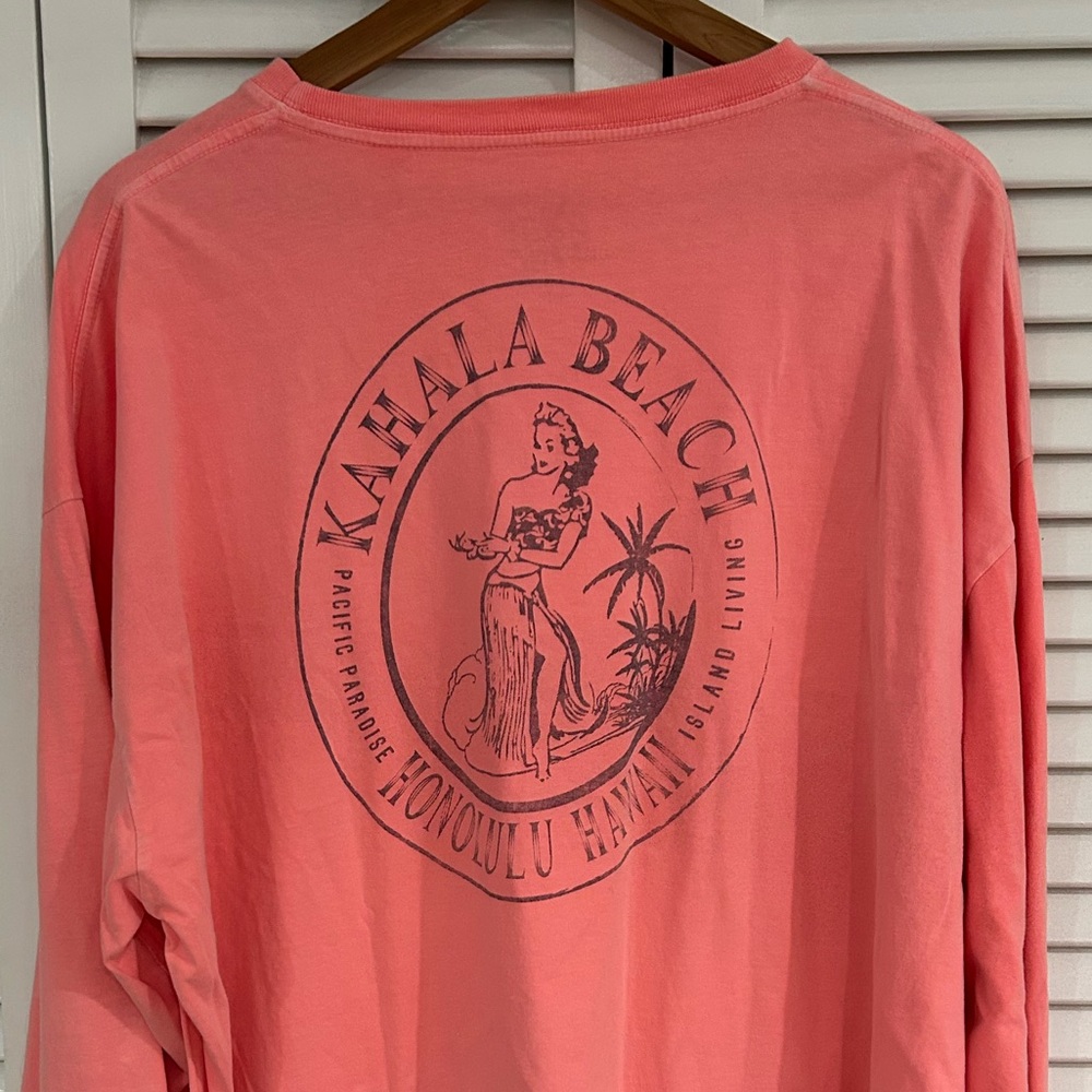 Long sleeve men’s coral tee Kahala Beach Honolulu Hawaii 2XL